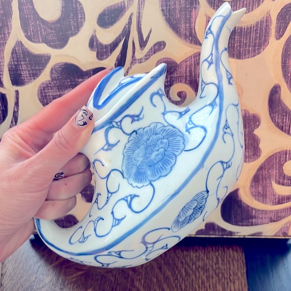🇨🇳 Vintage Chinese chinoiserie jug teapot pitcher vase pottery porcelain ceramic